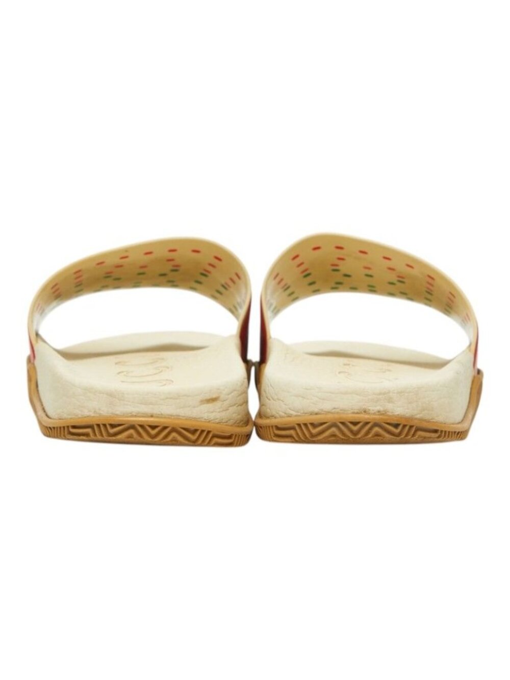 Gucci Interlocking Slide Sandals Shower Beige Green Red Rubber - Picture 3 of 6